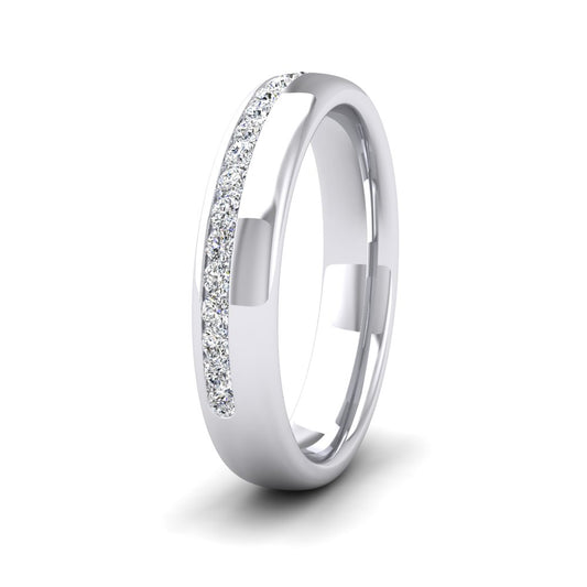 <p>950 Platinum Asymmetric Half Channel Set Diamond Ring (0.33ct). 4mm Wide And Court Shaped For Comfortable Fitting</p>