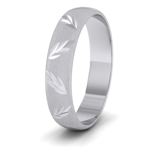 Leaf Cut Pattern 500 Palladium 4mm Wedding Ring