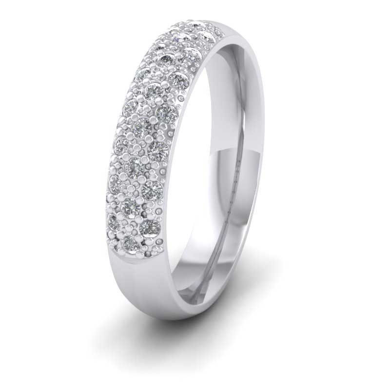 <p>14ct White Gold Diamond Pave Set (0.25ct) Wedding Ring.  4mm Wide And Court Shaped For Comfortable Fitting</p>