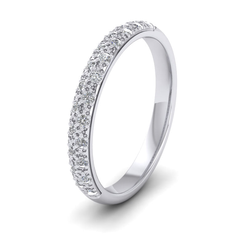 <p>18ct White Gold Pave Set Diamond (0.176ct) Wedding Ring.  25mm Wide And Court Shaped For Comfortable Fitting</p>