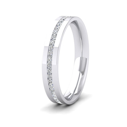 <p>950 Platinum Full Channel Set Round Diamond (0.5ct) Flat Wedding Ring.  35mm Wide And Court Shaped For Comfortable Fitting</p>