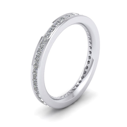 <p>Full Channel Set Princess Cut Diamond (0.9ct) Wedding Ring In 500 Palladium.  25mm Wide And Court Shaped For Comfortable Fitting</p>