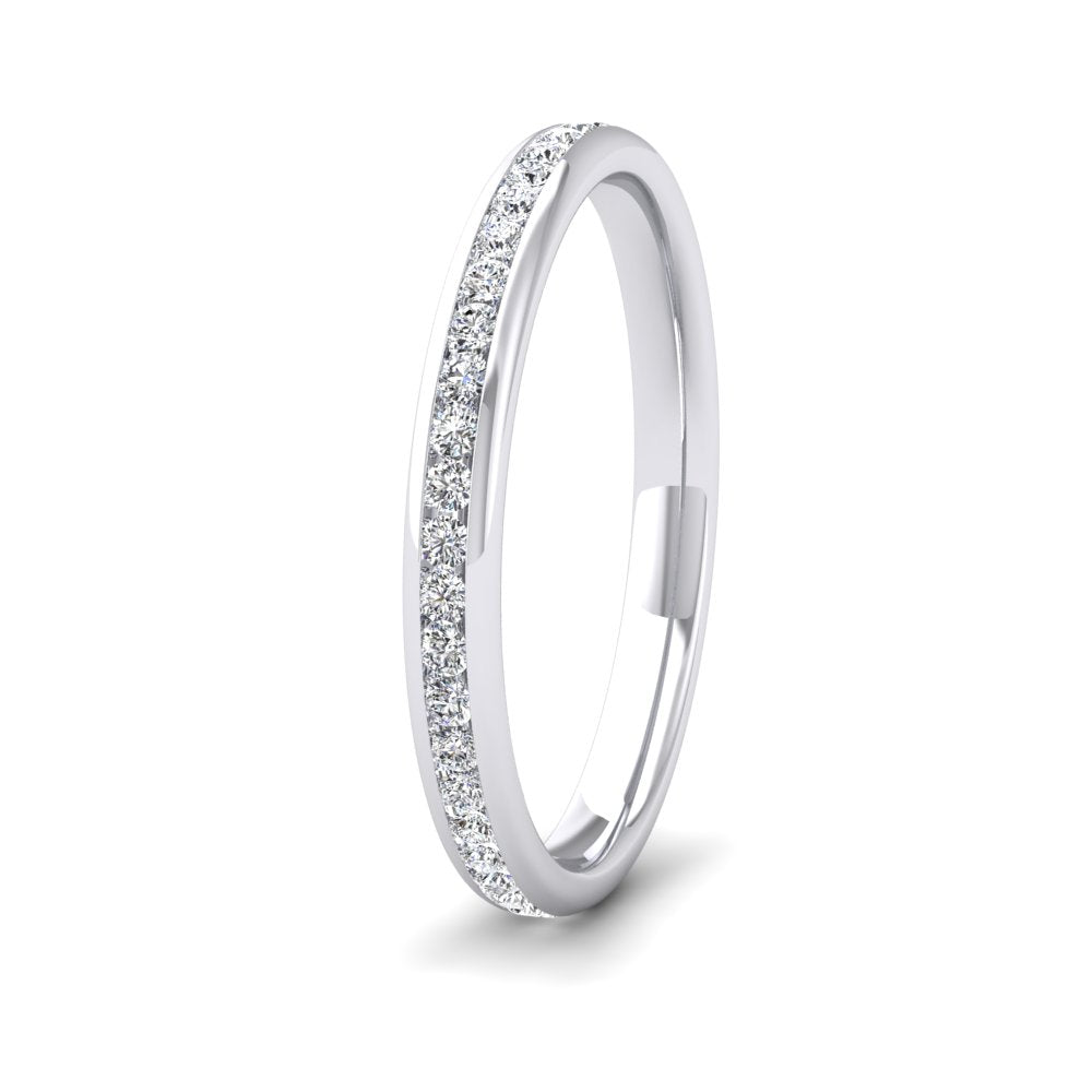<p>18ct White Gold Full Channel Set 0.44ct Round Brilliant Cut Diamond Wedding Ring.  225mm Wide And Court Shaped For Comfortable Fitting</p>