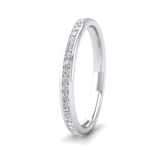 <p>18ct White Gold Full Channel Set 0.44ct Round Brilliant Cut Diamond Wedding Ring.  225mm Wide And Court Shaped For Comfortable Fitting</p>