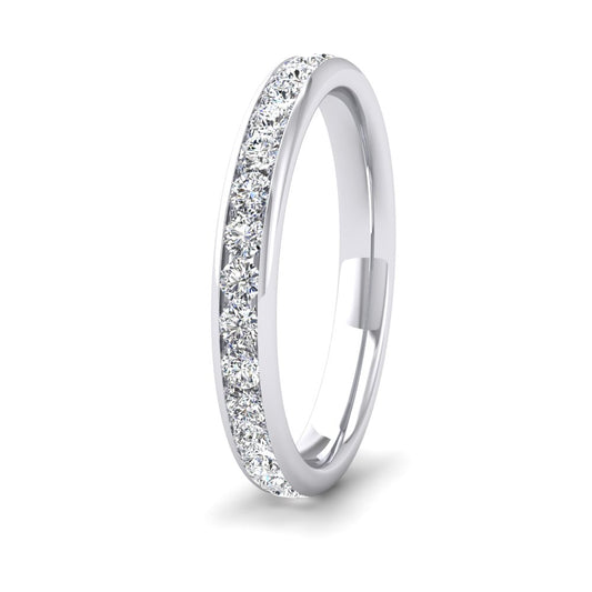 <p>9ct White Gold Full Channel Set 0.7ct Round Brilliant Cut Diamond Wedding Ring.  275mm Wide And Court Shaped For Comfortable Fitting</p>