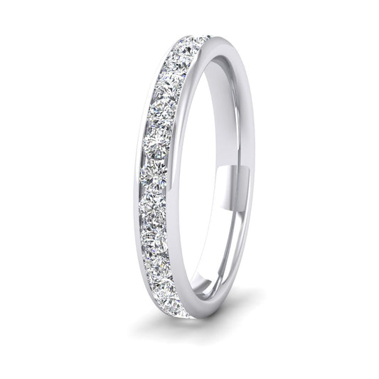 <p>18ct White Gold Full Channel Set 1.01ct Round Brilliant Cut Diamond Wedding Ring.  3mm Wide And Court Shaped For Comfortable Fitting</p>