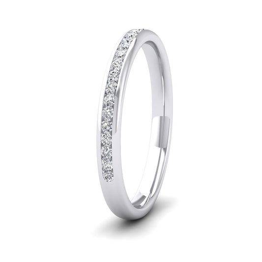 <p>18ct White Gold Half Channel Set 0.22ct Round Brilliant Cut Diamond Wedding Ring.  225mm Wide And Court Shaped For Comfortable Fitting</p>