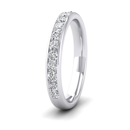 <p>18ct White Gold Half Channel Set 0.49ct Round Brilliant Cut Diamond Wedding Ring.  3mm Wide And Court Shaped For Comfortable Fitting</p>