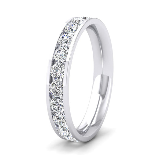 <p>9ct White Gold Full Channel Set 1.5ct Round Brilliant Cut Diamond Wedding Ring.  35mm Wide And Court Shaped For Comfortable Fitting</p>