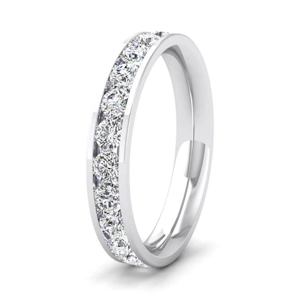 <p>18ct White Gold Full Channel Set 1.5ct Round Brilliant Cut Diamond Wedding Ring.  35mm Wide And Court Shaped For Comfortable Fitting</p>