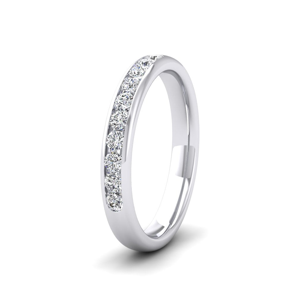<p>9ct White Gold Ten Stone 0.3ct Channel Set Diamond (10 diamonds) Wedding Ring.  3mm Wide And Court Shaped For Comfortable Fitting</p>