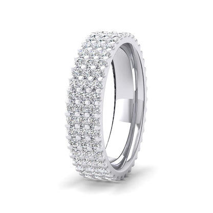 <p>950 Platinum Three Row Round Claw 1.5ct Full Diamond Set Wedding Ring.  5mm Wide And Court Shaped For Comfortable Fitting</p>