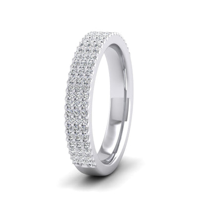 <p>950 Platinum Three Row Round Claw 0.4ct Half Diamond Set Wedding Ring.  4mm Wide And Court Shaped For Comfortable Fitting</p>