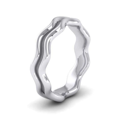 <p>Sterling Silver Double Wave Wedding Ring.  4mm Wide And Court Shaped For Comfortable Fitting (Overall 5mm Wide From Outer Waves)</p>