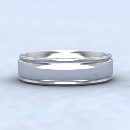 Edge Line Patterned 950 Palladium 6mm Wedding Ring Down View