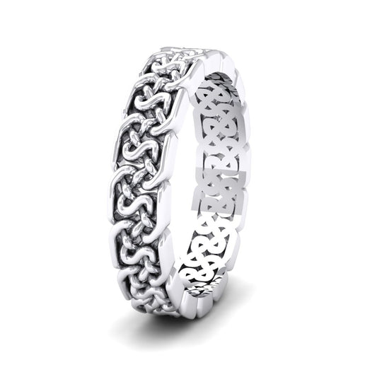 <p>Open Celtic Patterned Wedding Ring In 950 Platinum .  4mm Wide </p>