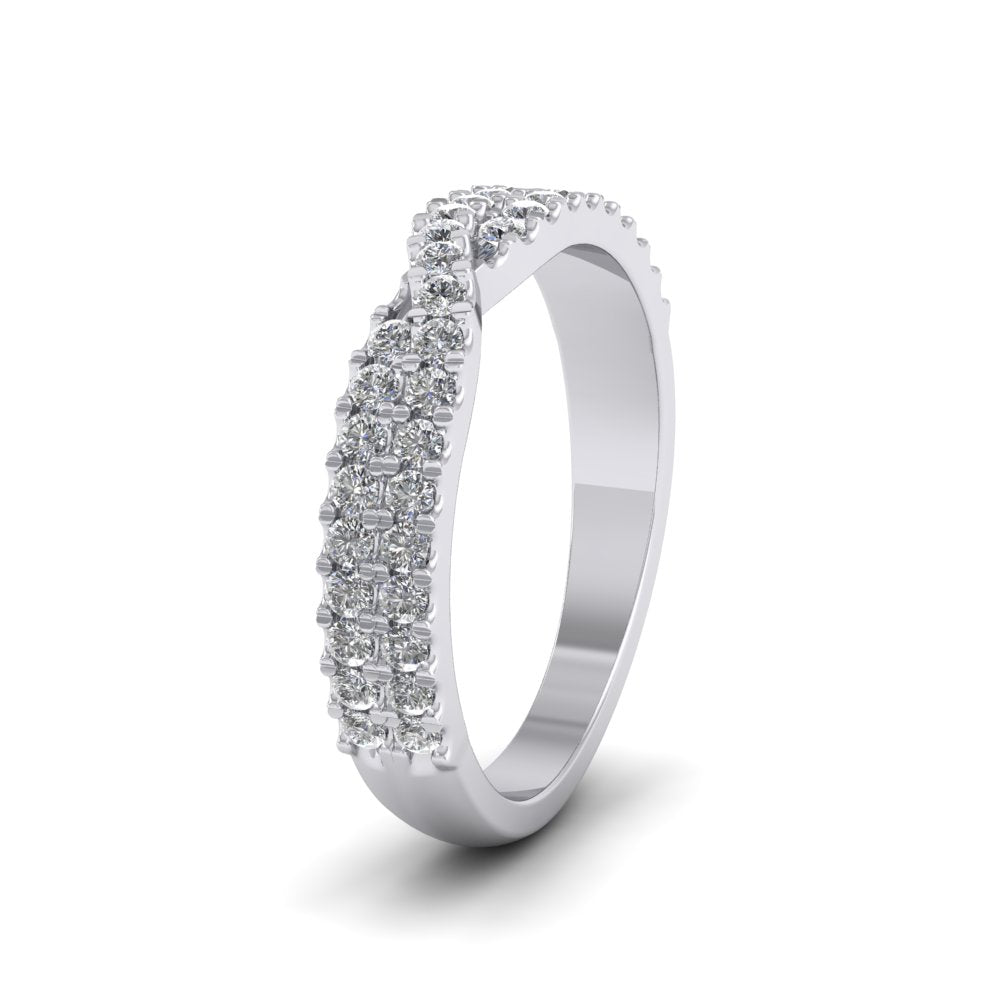 <p>950 Platinum Crossover Diamond Claw Set Ring.  35mm Wide </p>