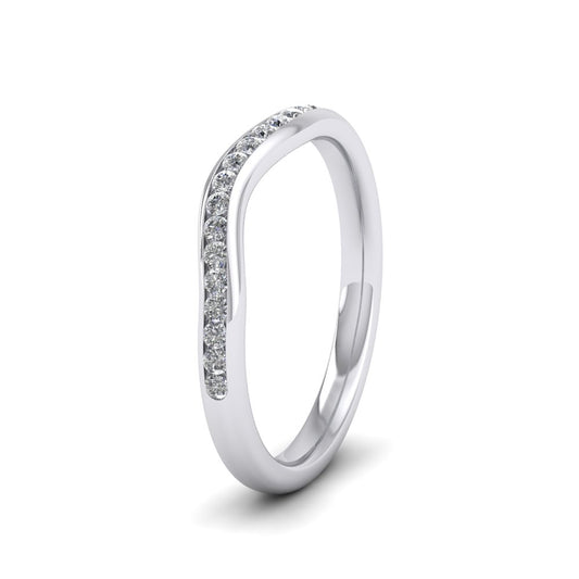 <p>9ct White Gold Curved To Fit Channel Set Diamond Wedding Ring.  225mm Wide And Court Shaped For Comfortable Fitting.  Suitable For Fitting Next To Single Stone Rings Where The Stone And Setting Protrude Up To 1.5mm Away From The Edge Of The Ring.</p>