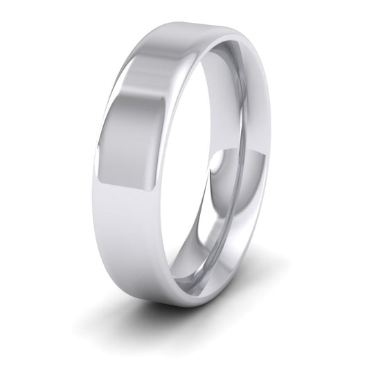 Rounded Edge 9ct White Gold 5mm Wedding Ring