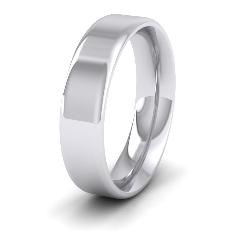 Rounded Edge 18ct White Gold 5mm Wedding Ring