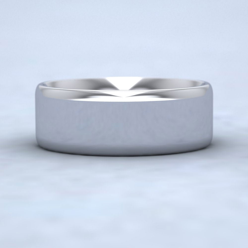 Rounded Edge 14ct White Gold 7mm Wedding Ring Down View