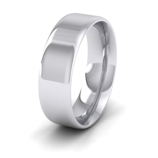 Rounded Edge 18ct White Gold 7mm Wedding Ring