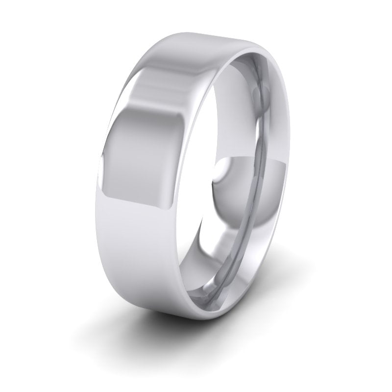 Rounded Edge 9ct White Gold 7mm Wedding Ring