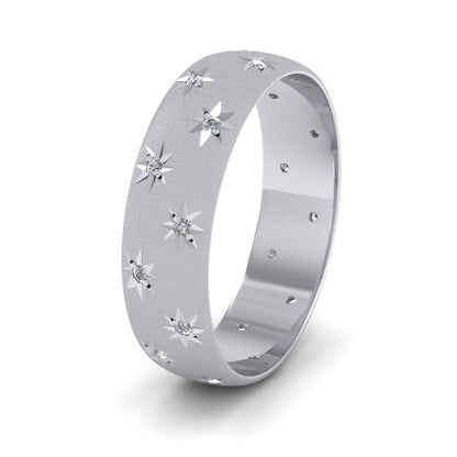 Star And Diamond Set 950 Palladium 6mm Wedding Ring