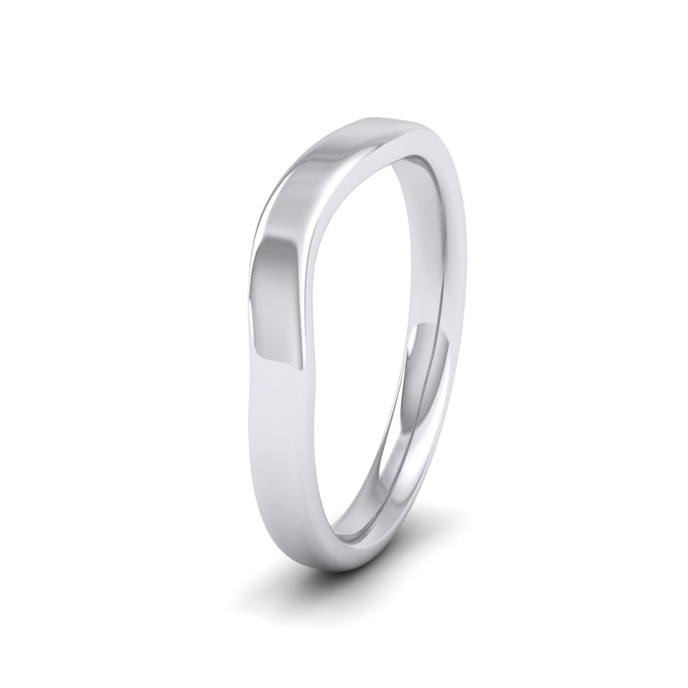 <p>Shaped Cushion Court Shape Wedding Ring In 18ct White Gold.  25mm Wide </p>
