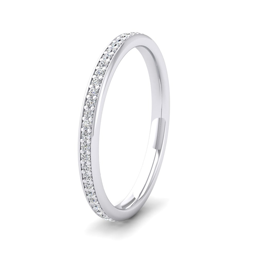 <p>18ct White Gold Full Bead Set 0.26ct Round Brilliant Cut Diamond Ring. 2mm Wide And Court Shaped For Comfortable Fitting</p>