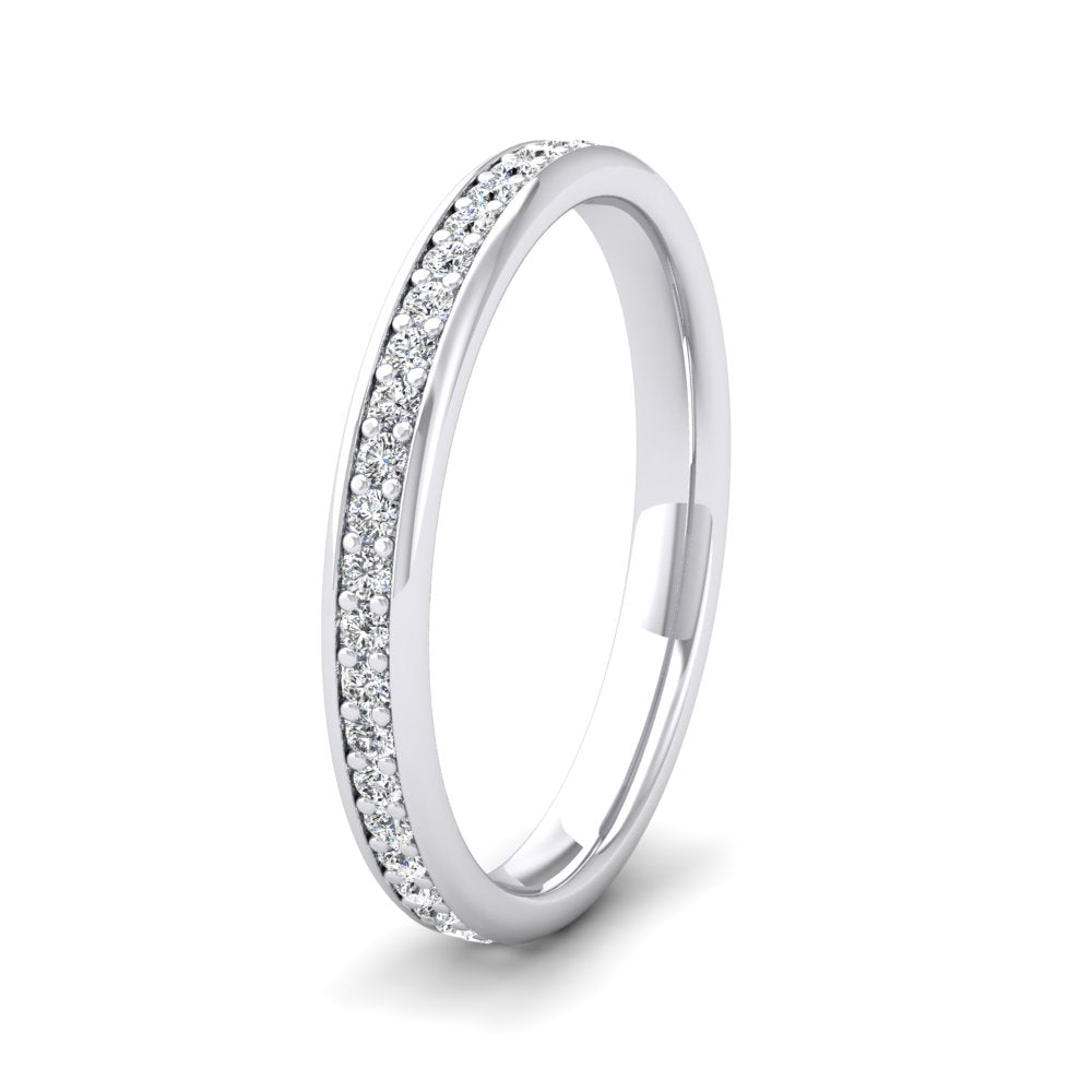 <p>18ct White Gold Full Bead Set 0.46ct Round Brilliant Cut Diamond Ring. 25mm Wide And Court Shaped For Comfortable Fitting</p>