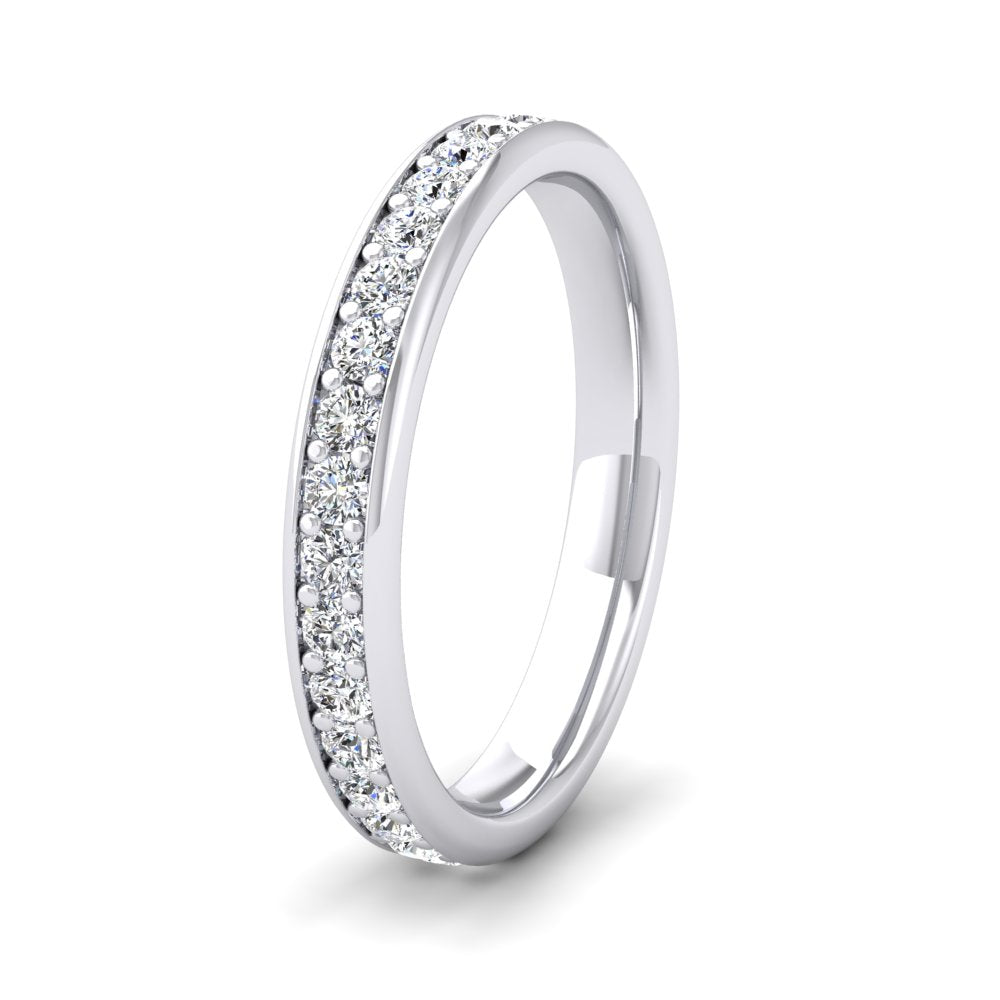 <p>18ct White Gold Full Bead Set 0.7ct Round Brilliant Cut Diamond Ring. 3mm Wide And Court Shaped For Comfortable Fitting</p>