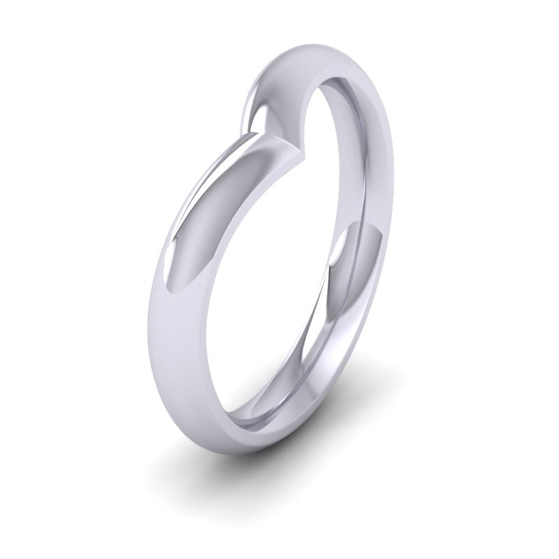 <p>Wishbone Shaped Wedding Ring In 14ct White Gold.  3mm Wide And Court Shaped For Comfortable Fitting.  Suitable For Fitting Next To Single Stone Rings Where The Stone And Setting Protrude Up To 2.5mm Away From The Edge Of The Ring.</p>