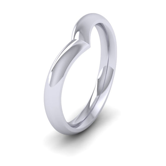 <p>Wishbone Shaped Wedding Ring In 9ct White Gold.  3mm Wide And Court Shaped For Comfortable Fitting.  Suitable For Fitting Next To Single Stone Rings Where The Stone And Setting Protrude Up To 2.5mm Away From The Edge Of The Ring.</p>