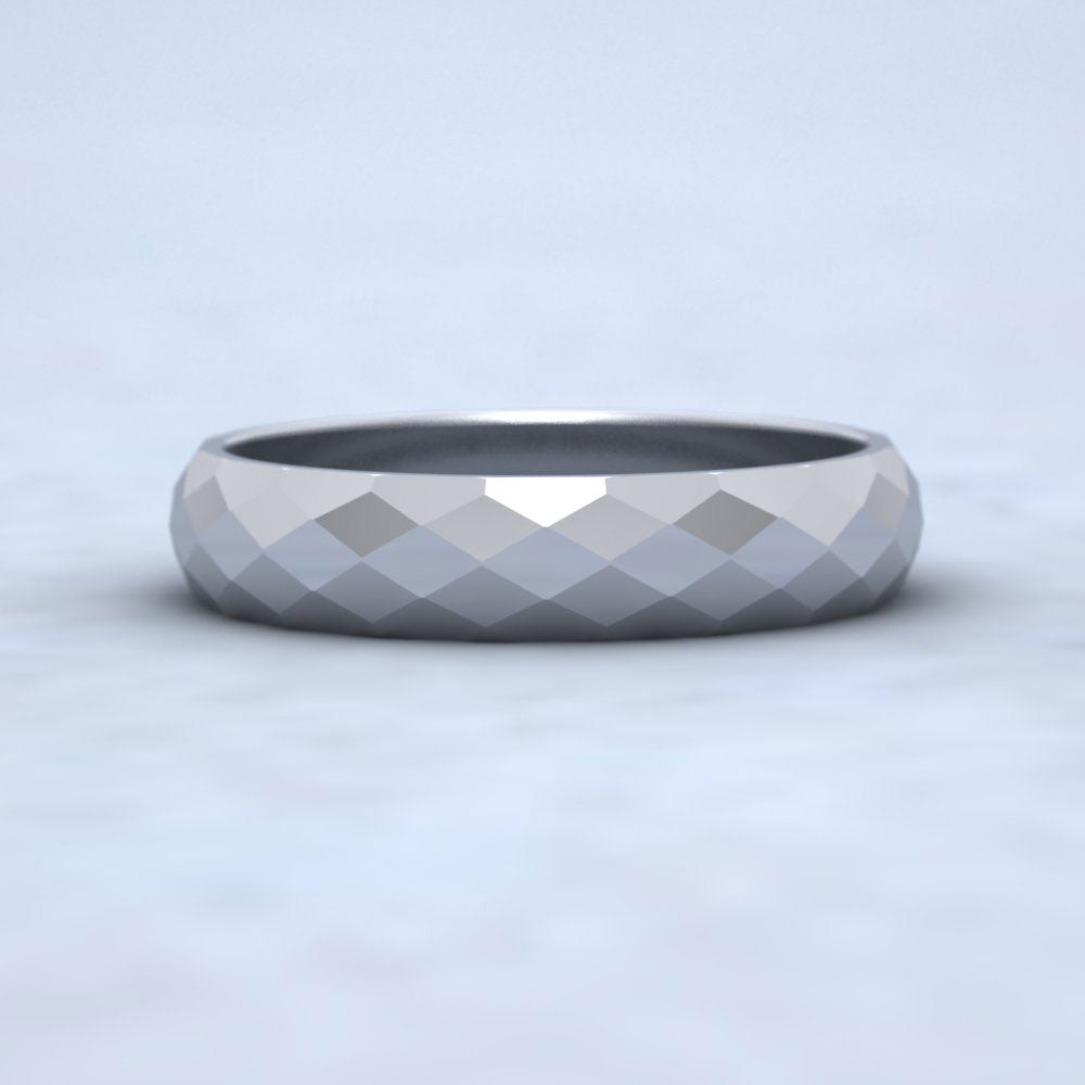 Facetted Harlequin Design Sterling Silver 4mm Wedding Ring Down View