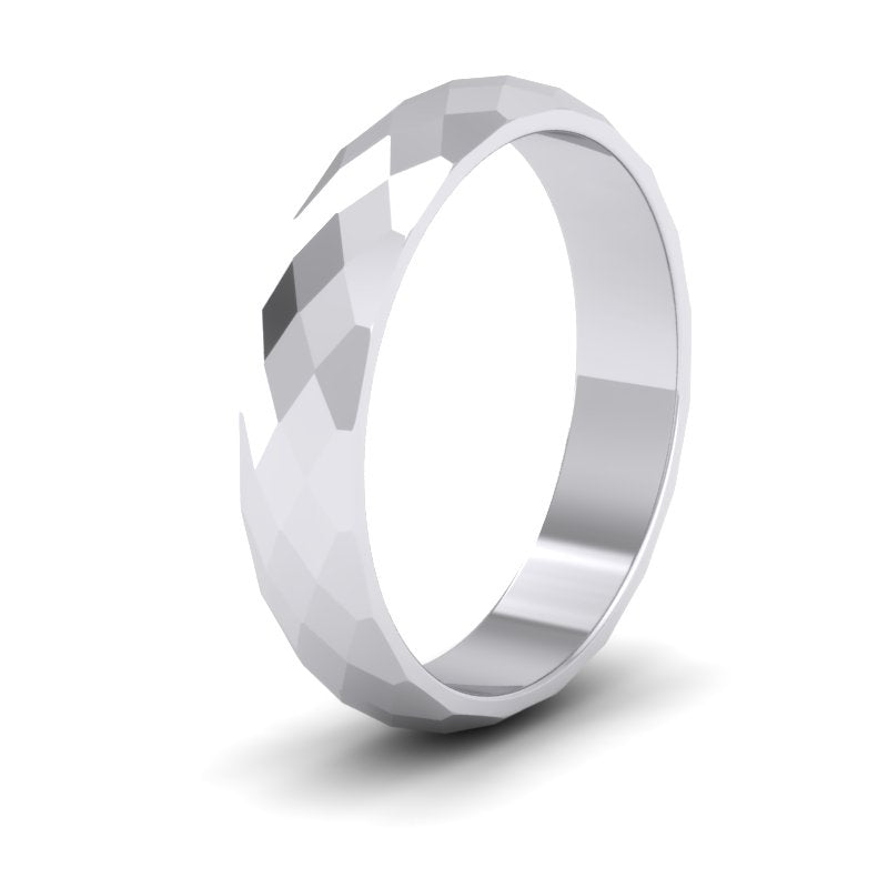 Facetted Harlequin Design 18ct White Gold 4mm Wedding Ring
