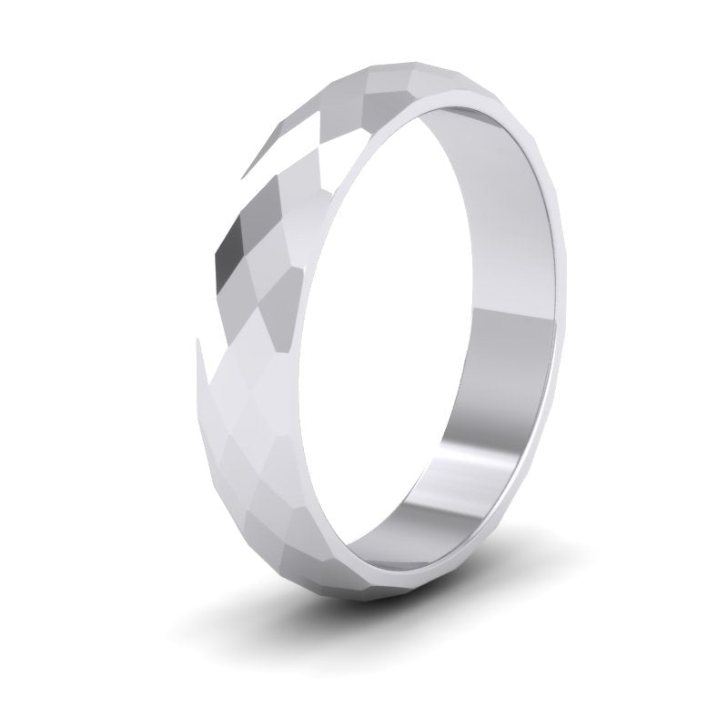 Facetted Harlequin Design 14ct White Gold 4mm Wedding Ring