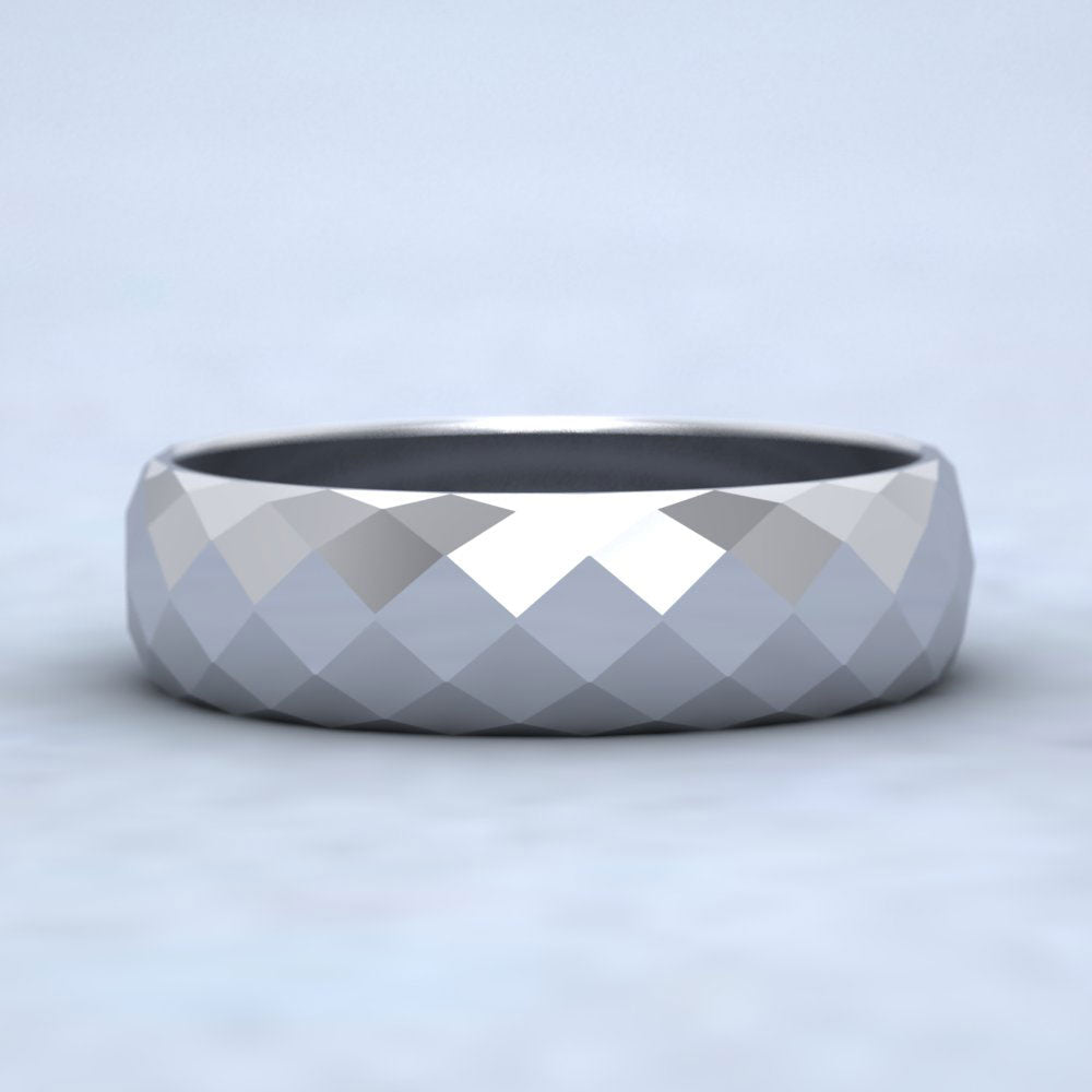 Facetted Harlequin Design 950 Platinum 6mm Wedding Ring Down View
