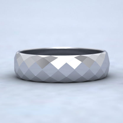 Facetted Harlequin Design 500 Palladium 6mm Wedding Ring Down View