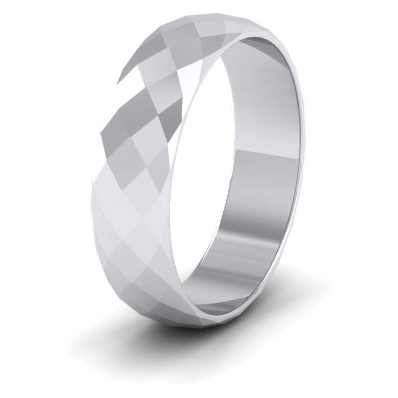 Facetted Harlequin Design 14ct White Gold 6mm Wedding Ring