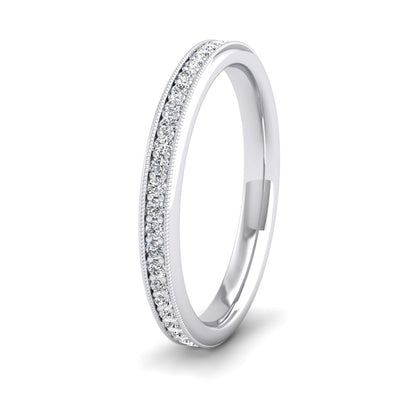 <p>950 Platinum Full Bead Set 0.7ct Round Brilliant Cut Diamond With Millgrain Surround Wedding Ring.  25mm Wide And Court Shaped For Comfortable Fitting</p>