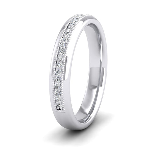 <p>950 Platinum Half Set Ring With Round Brilliant Cut Diamonds With Set In Millgrain Surround (0.14ct).  35mm Wide And Court Shaped For Comfortable Fitting</p>