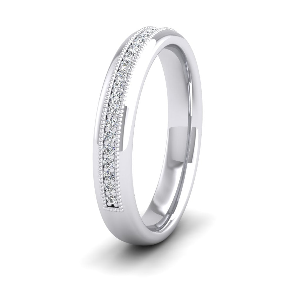 <p>9ct White Gold Half Set Ring With Round Brilliant Cut Diamonds With Set In Millgrain Surround (0.14ct).  35mm Wide And Court Shaped For Comfortable Fitting</p>