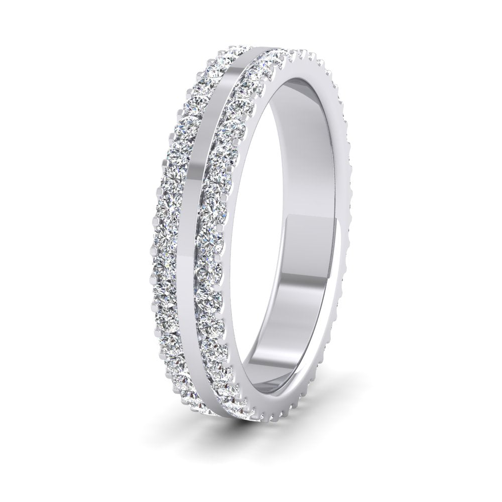 <p>950 Platinum Double Edge Claw Fully Set Diamond Ring (1ct) .  4mm Wide And Court Shaped For Comfortable Fitting</p>