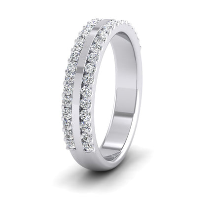 <p>950 Platinum Double Edge Half Claw Set Diamond Ring (0.5ct) .  4mm Wide And Court Shaped For Comfortable Fitting</p>
