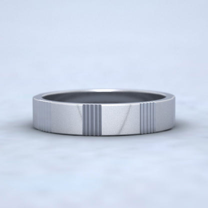 Across Groove Pattern 500 Palladium 4mm Flat Wedding Ring Down View