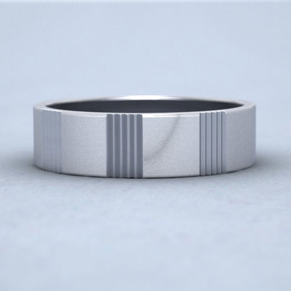 Across Groove Pattern 950 Palladium 6mm Flat Wedding Ring Down View