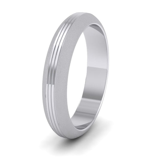 Grooved Pattern 500 Palladium 4mm Wedding Ring