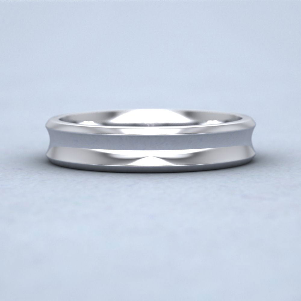 Concave 9ct White Gold 4mm Wedding Ring Down View