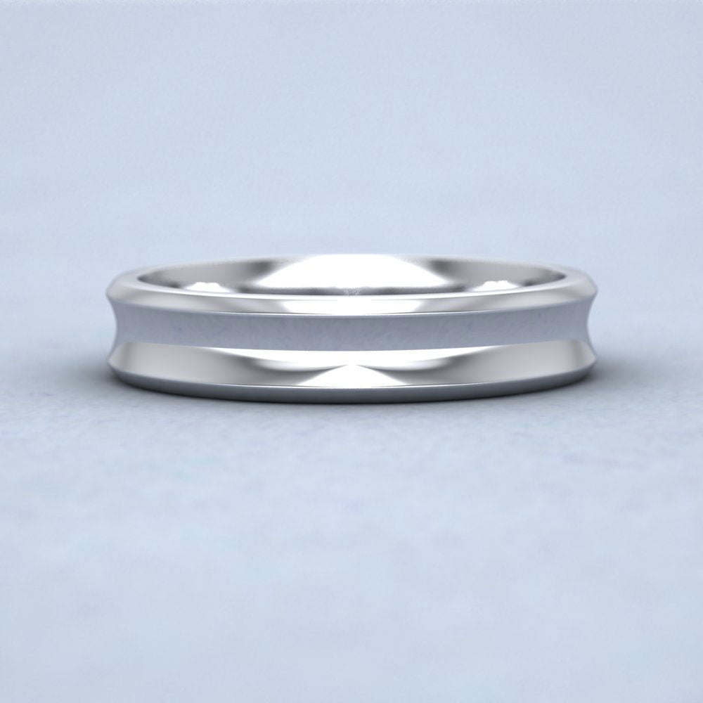 Concave 18ct White Gold 4mm Wedding Ring Down View